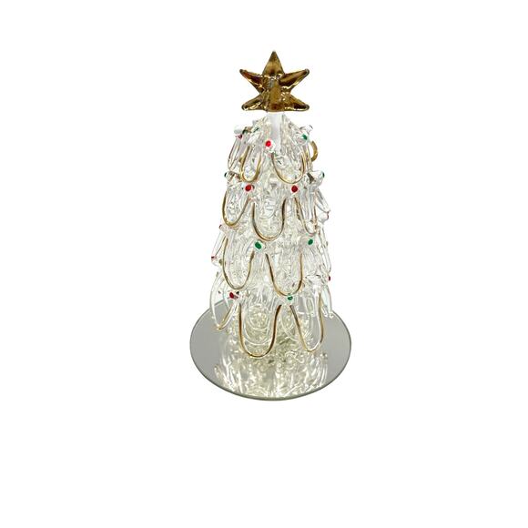 22 Karat Gold UG Hand Spun Sculpted Glass Christmas Tree...